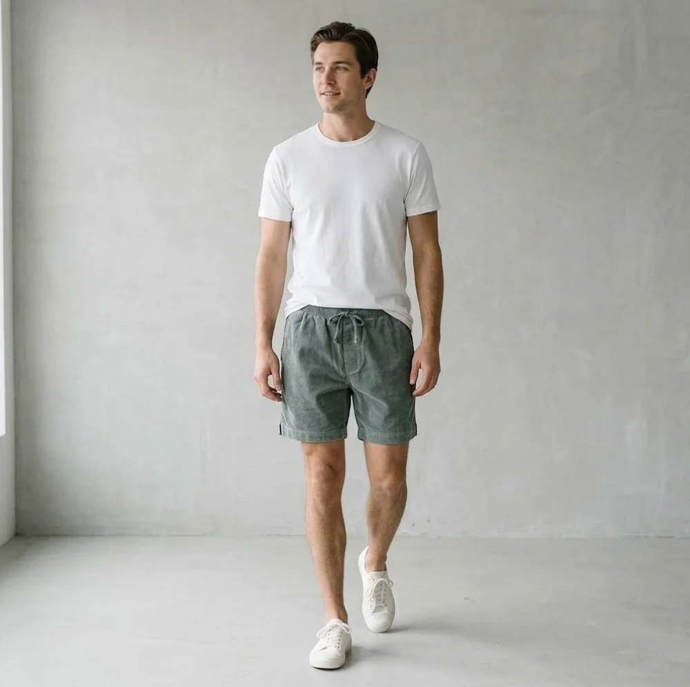 Save Khaki United Men's Cotton Corduroy Easy Short Beach Sage Green Size L